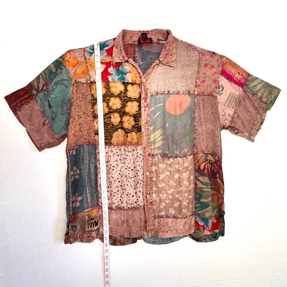 Sacred Threads Multicolor Patchwork Button Down Shirt - Picture 8 of 11